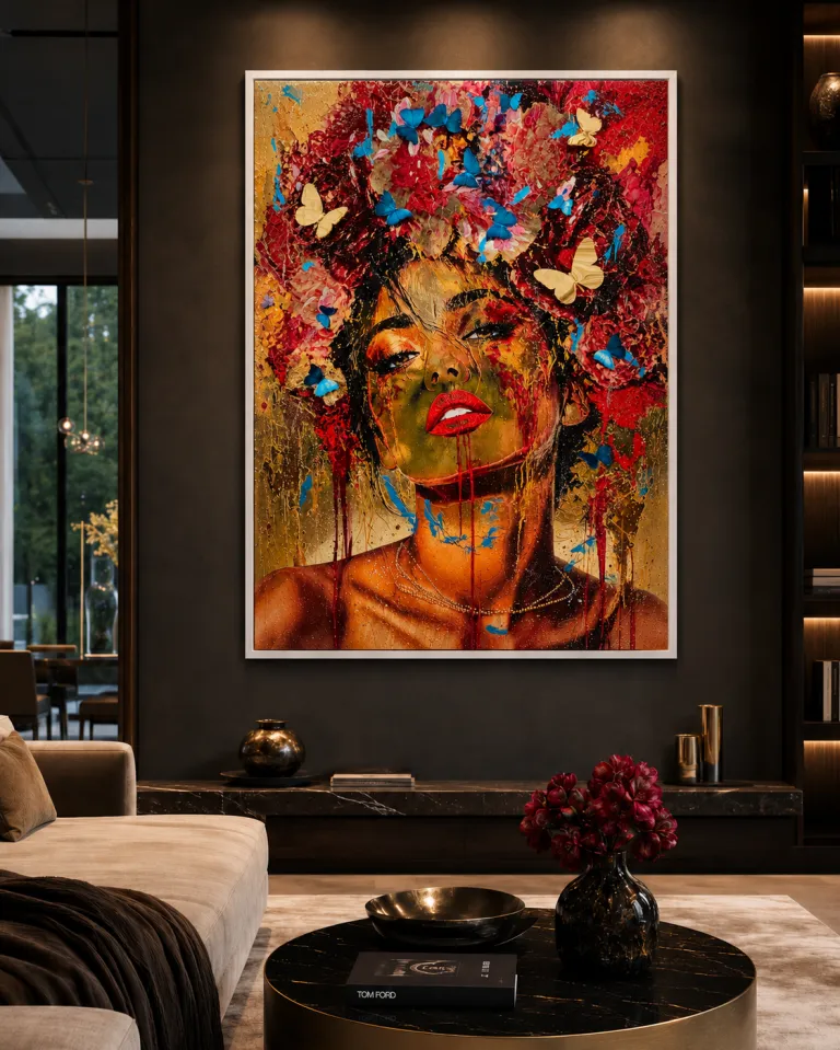 Blow Beauty artwork shown in a luxury interior
